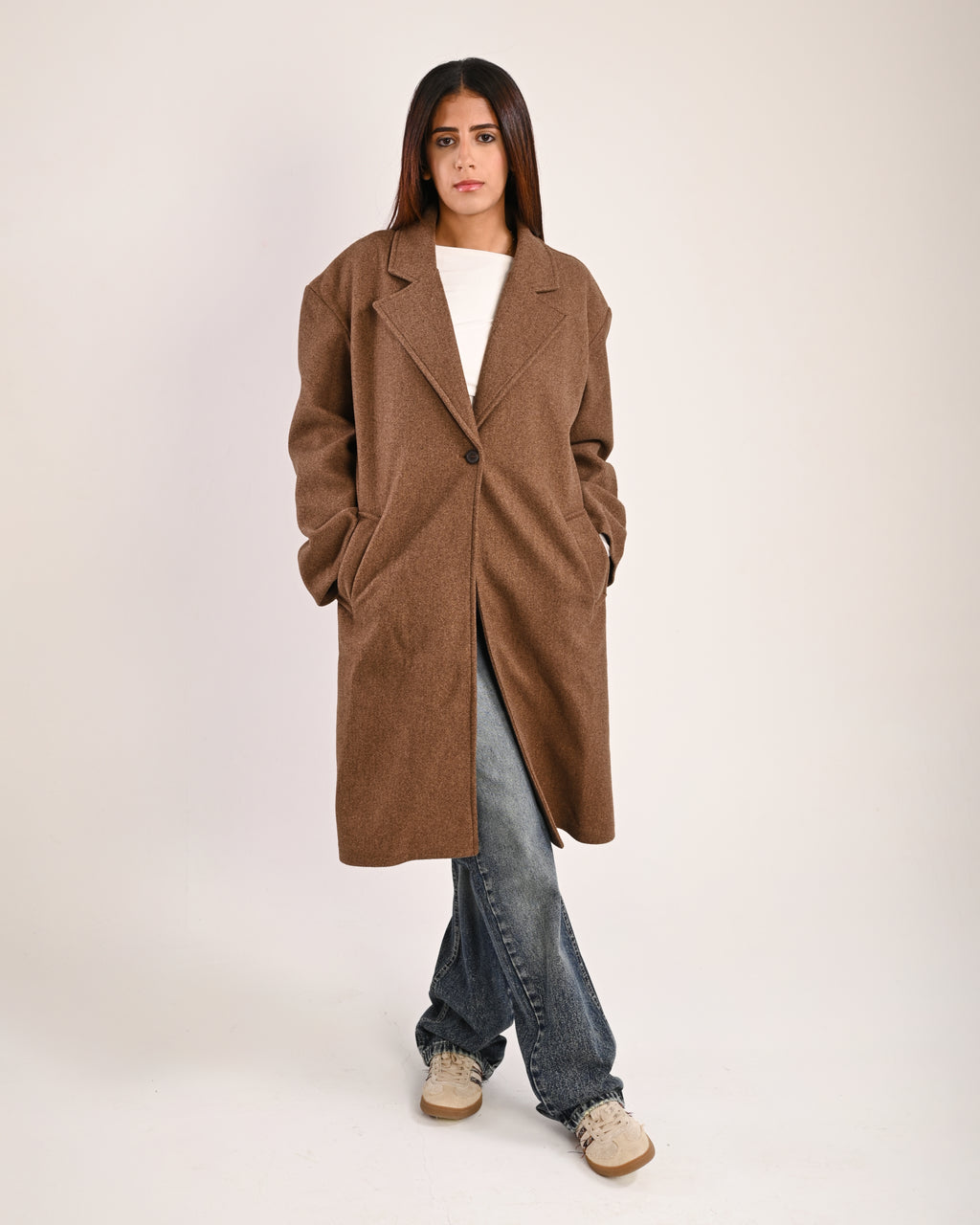 The Chocolate  Single-Button Wool Coat