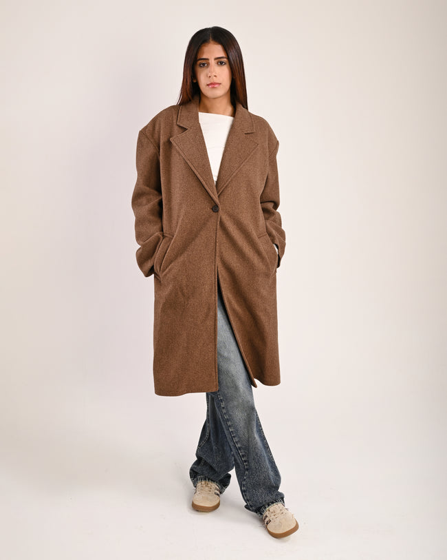The Chocolate  Single-Button Wool Coat